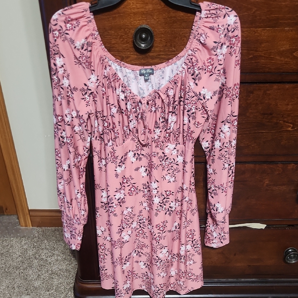 Lily Rose Blush Floral Long Sleeve Dress
